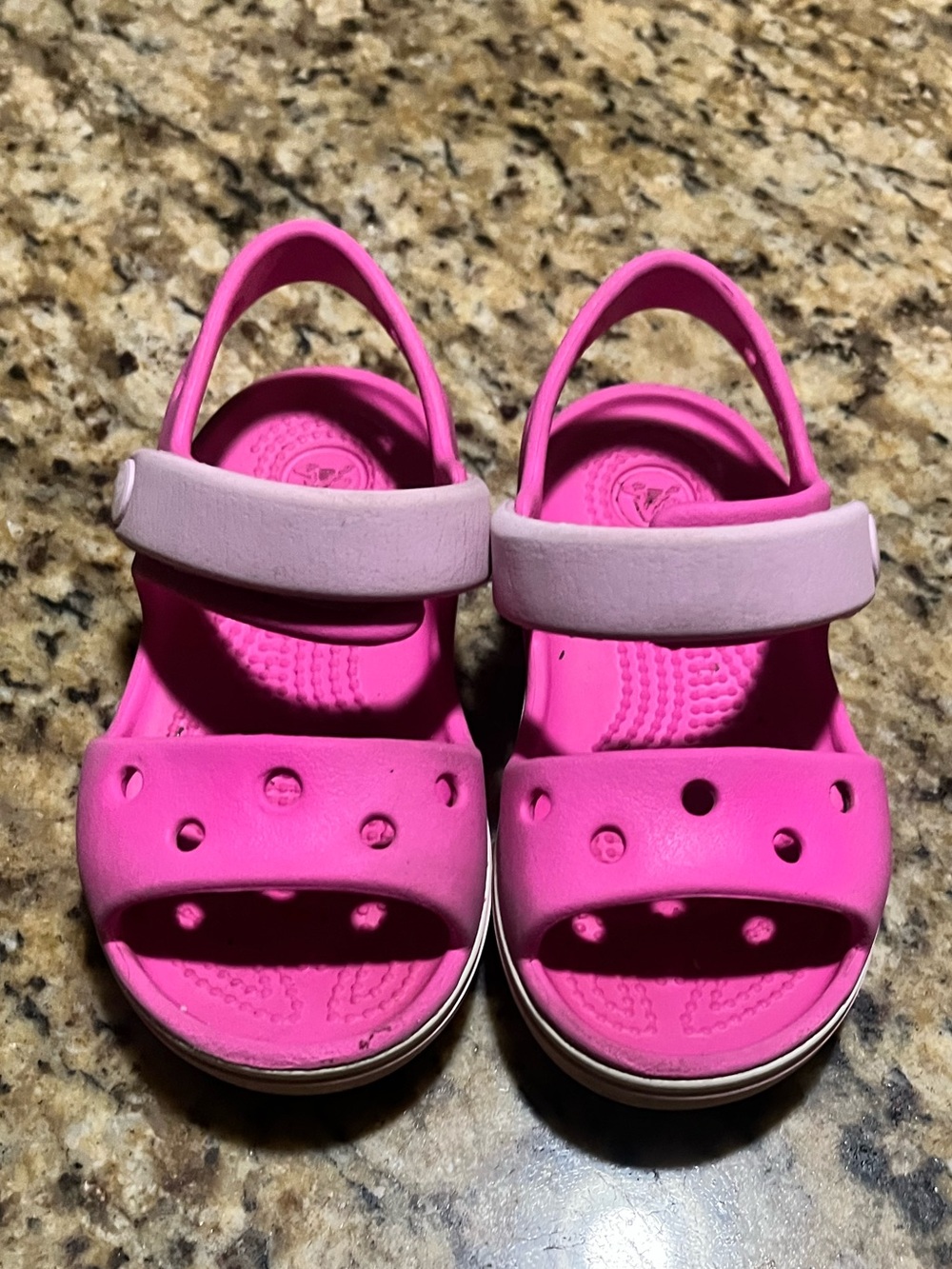 CROCS Kids Bright Pink Hook-and-Loop Sandals